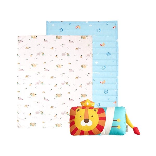 ♥밀로앤개비♥ 유아 쿨 인견 여름침구 풀세트 (이불+패드+미니동물베개(솜포함))